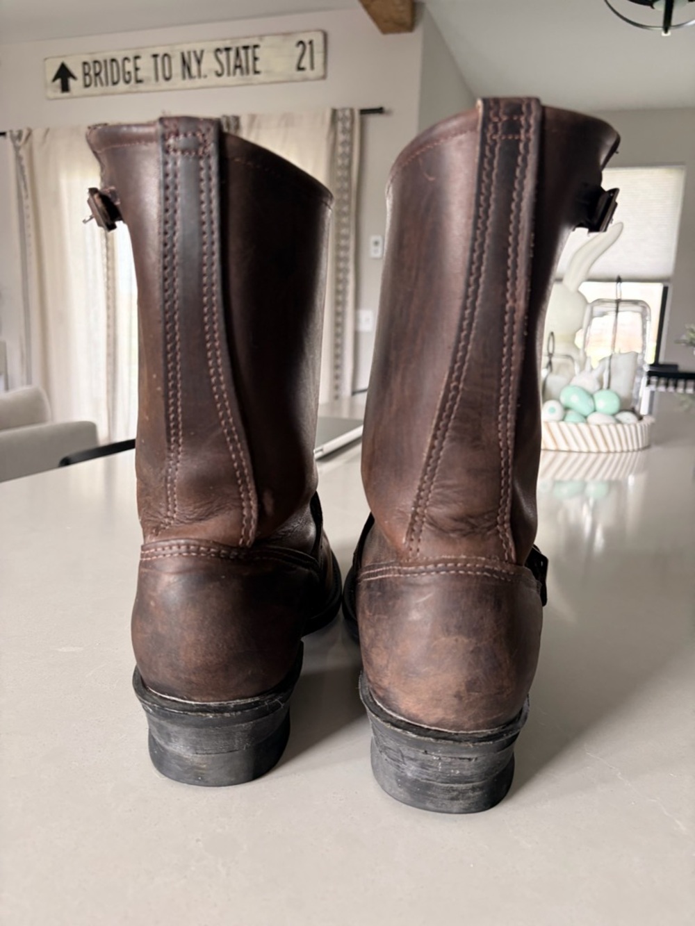 Frye Brown Leather Harness Boots - Picture 3 of 6